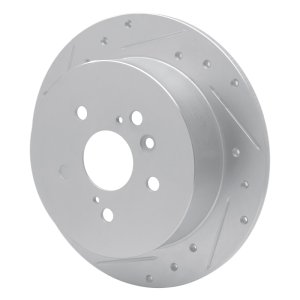 Toyota Venza Brake Rotor (1) - Rear Left - R1 Concepts - Drilled & Slotted - Silver - `09-`15